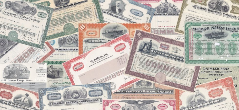 Old stock certificates from your favorite companies