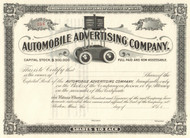 Automobile Advertising Company stock certificate circa 1899 (Maine)