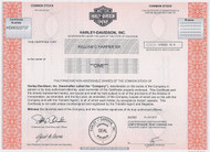 Harley-Davidson stock certificate