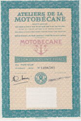 Motobecane bond certificate - France