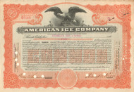 American Ice Company stock certificate 1920's - orange
