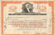 New York Central Railroad stock certificate 1930's - orange version