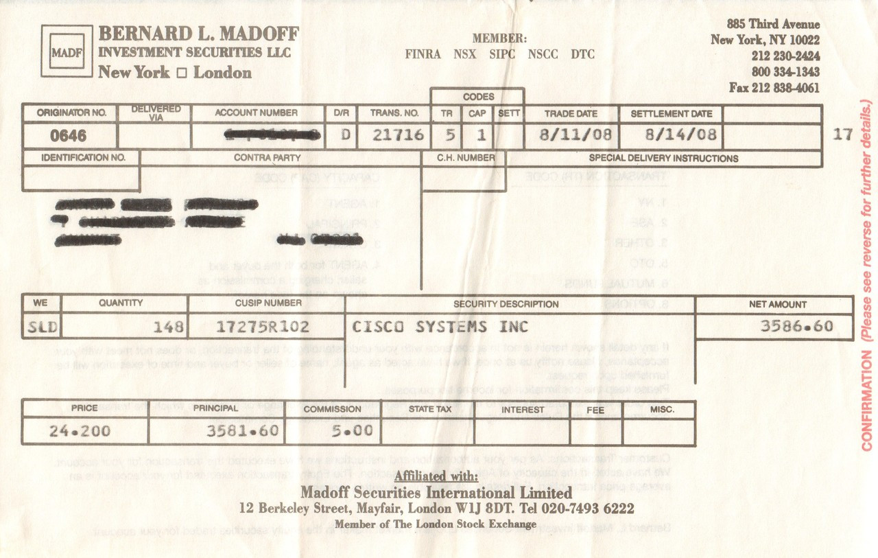 Bernard L Madoff Investment Securities Llc Stock Trading Records