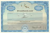 Broadband.com stock certificate specimen 1998 (aerial broadband)