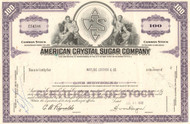 American Crystal Sugar Company stock certificate 1960's - purple