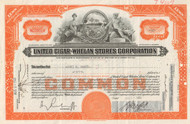 United Cigar-Whelan Stores Corporation stock certificate 1940's (tobacco) - orange
