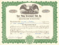 Sure Thing Investment Club stock certificate 1976 (Pennsylvania)