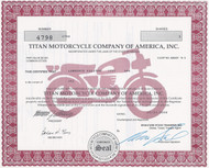 Titan Motorcycle Company stock certificate