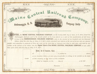 Maine Central Railroad Company stock scrip certificate 1870's