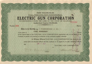 Electric Gun corporation stock certificate - electromagnetic artillery company