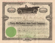 Terry-McCluskey Auto Lock Company 1919 stock certificate
