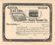 Salt Lake and Ogden Railway stock certificate circa 1900