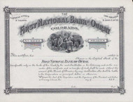 First National Bank of Ouray (Colorado) stock certificate circa 1889