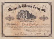 Mercantile Library Company of Philadelphia stock certificate 1903