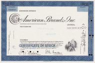 American Brands Inc stock certificate 1970s - blue