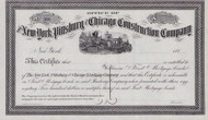 New York Pittsburgh and Chicago Construction Company stock certificate circa 1881 (New York))