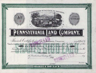 Pennsylvania Land Company stock certificate 1900 (Kentucky)