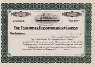 California Transportation Company stock certificate circa 1927 (CA steamboats)