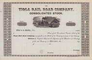 Tioga Railroad Company stock certificate circa 1850 (Pennsylvania) 