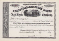 Evansville and Terre Haute Rail Road Company stock certificate circa 1877 (Indiana)) 

