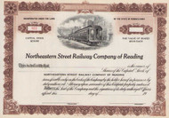 Northeastern Street Railway Company of Reading stock certificate circa 1900 (Pennsylvania)