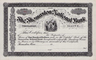 Thomaston National Bank stock certificate circa 1928 (Maine)