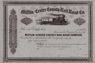 Mifflin and Centre County Railroad Company stock certificate circa 1860 (Pennsylvania)