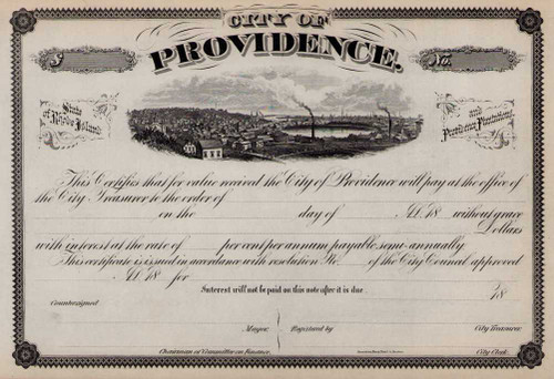 City of Providence stock-sized bond certificate 1800s (Rhode Island)