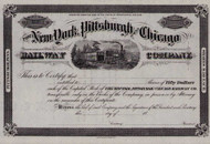 New York Pittsburgh and Chicago Railway stock certificate circa 1881 (PA and OH)
