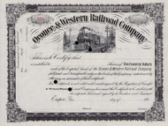 Oconee and Western Railroad stock certificate circa 1892 (Georgia)
