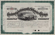 Cincinnati Indianapolis St Louis and Chicago Railway stock certificate circa 1892 (Ohio)