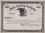 Union Railway Company stock certificate circa 1890 (Pennsylvania)