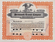 Portsmouth Transit Company stock certificate 1951 (Virginia)
