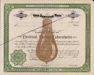 Electrical Testing Laboratories stock certificate circa 1904 (New York)