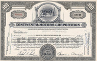 Continental Motors Corporation stock certificate 1961