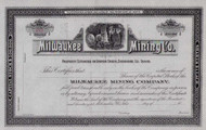 Milwaukee Mining Co. stock certificate circa 1887 (Idaho)