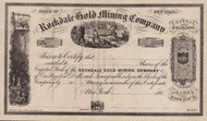 Rockdale Gold Mining Company stock certificate circa 1864 (Colorado)