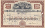 Durant Motors Incorporated stock certificate