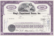 King's Department Stores stock certificate 1968 (New York)