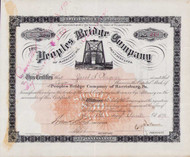 Peoples Bridge Company stock certificate 1890 (Pennsylvania)