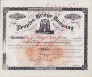 Peoples Bridge Company stock certificate 1889 (Pennsylvania)