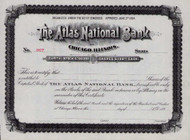 Atlas National Bank of Chicago stock certificate c1890 (Illinois)