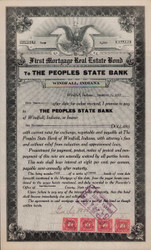 Peoples State Bank of Windfall IN bond certificate 1919 (Indiana)