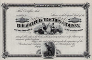 Philadelphia Traction Company stock certificate c1890 (Pennsylvania)