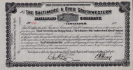 Baltimore and Ohio Southwestern Railroad Company bond scrip c1890 (Ohio Indiana)