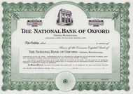 National Bank of Oxford stock certificate c1950 (Pennsylvania)