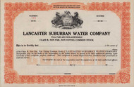 Lancaster Suburban Water stock certificate c1932 (Pennsylvania)