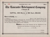 Lancaster Development Company stock certificate c1902 (Pennsylvania)