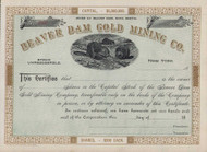Beaver Dam Gold Mining stock certificate c1889 (New York)