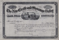 New Castle and Shenango Valley Railroad stock certificate c1886 (Pennsylvania)